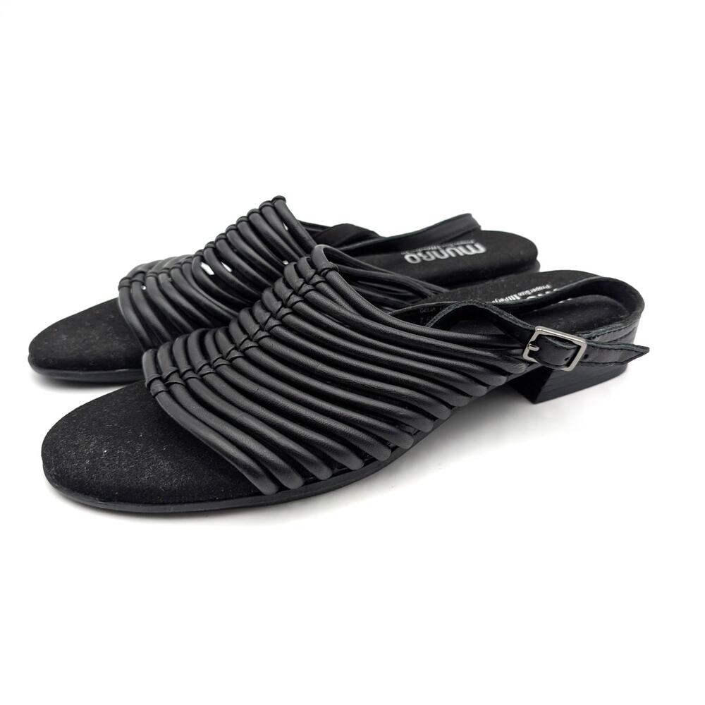 Munro Celia Slingback Slip On Open Toe Sandals Womens Black Size US7.5N EU38